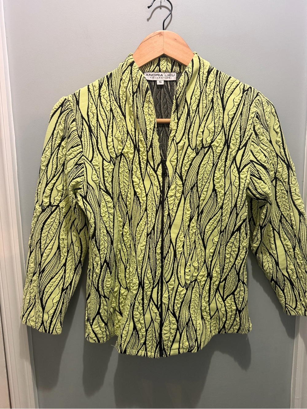 Andria Lieu Neon Green Patterned Blazer
